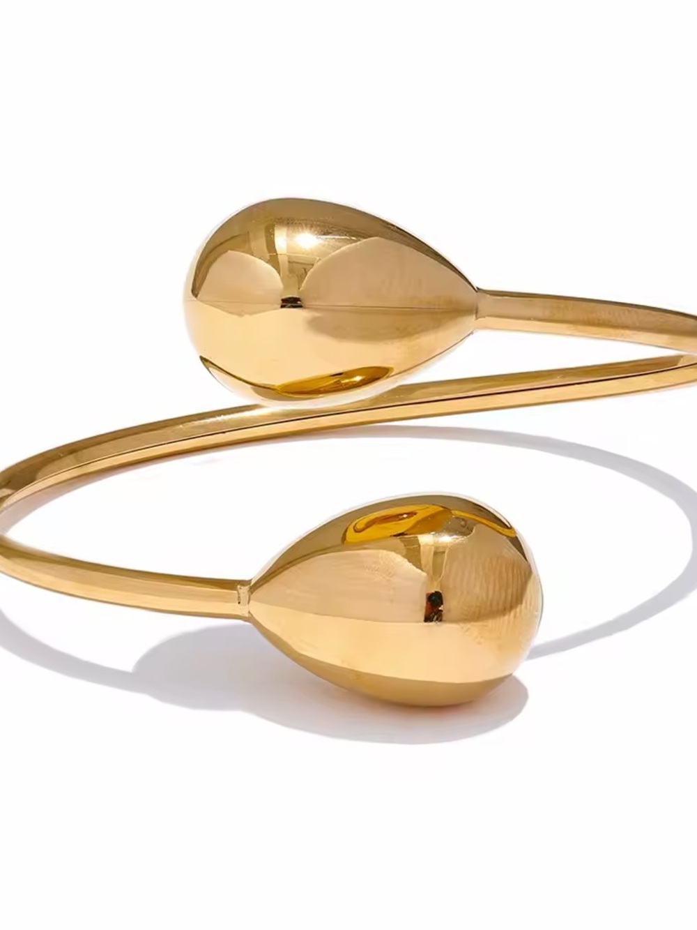 Polished Gold tine Teardrop Open Cuff Bracelet - Picture 6 of 7